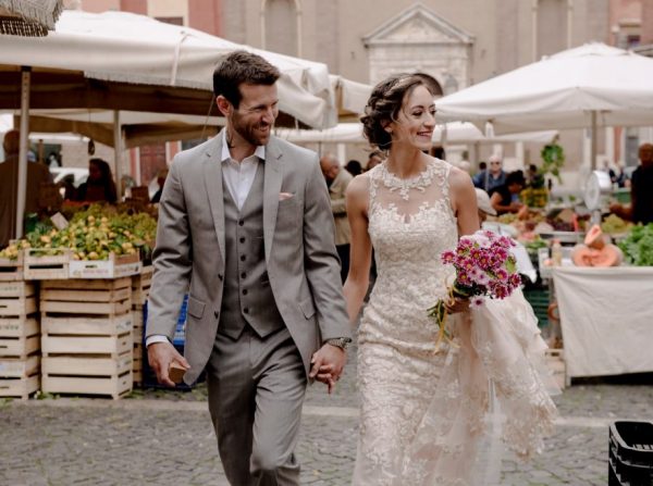 Tivoli Wedding photo coverage at the local market Italy Weddings